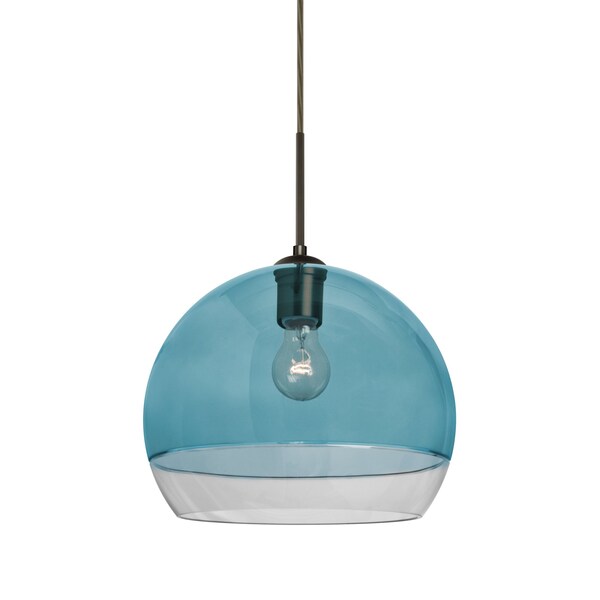 Besa Lighting Ally 12 Cord Pendant, Coral Blue/Clear, Bronze Finish, 1x60W Incandescent 1JT-ALLY12BL-BR - main